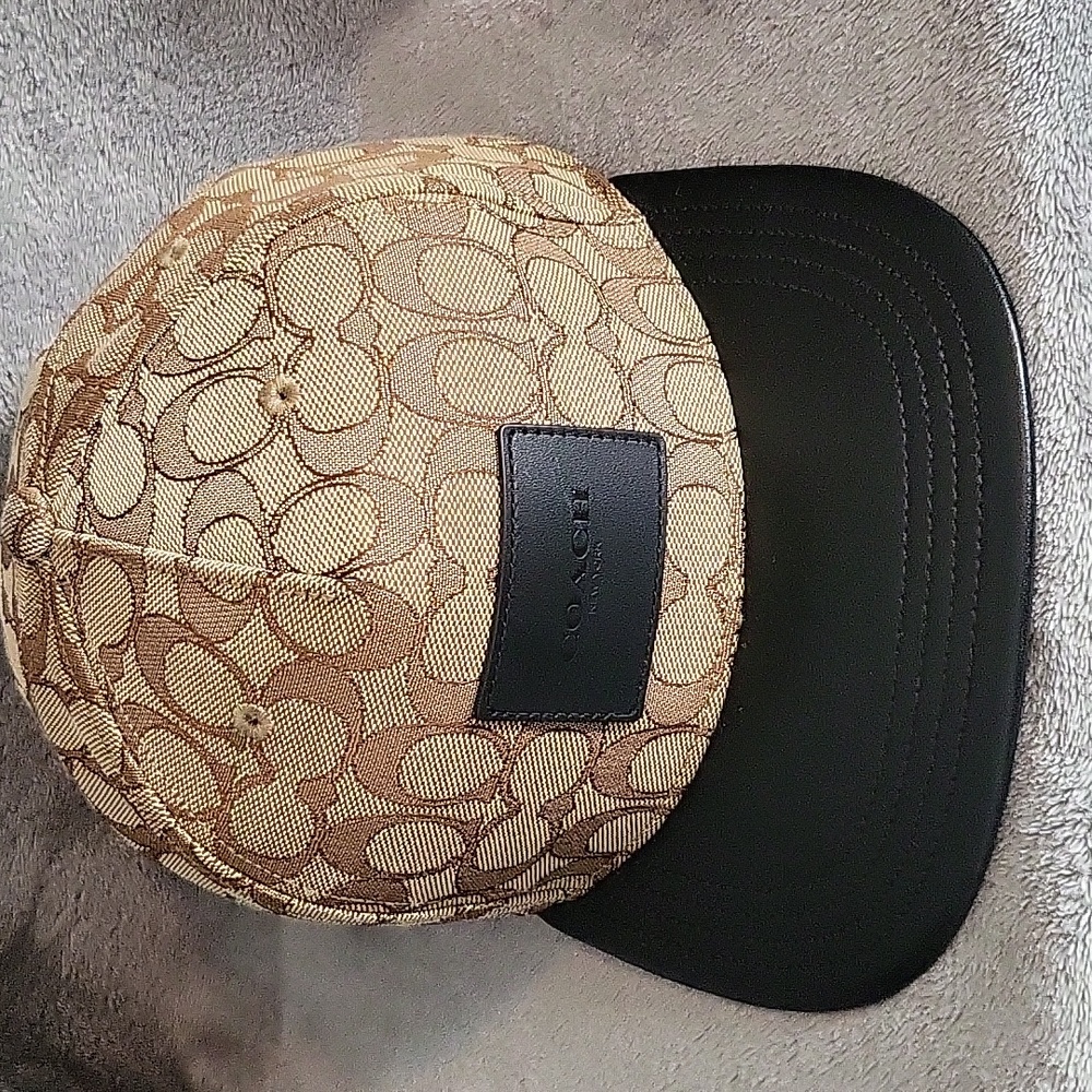 Coach Tan and Brown Signature Hat